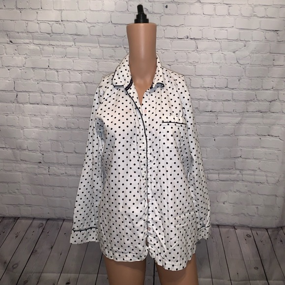 Victoria's Secret Tops - Victorias Secret White & Black Polka Dot Top sz S